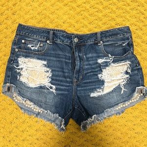 Medium wash jean short shorts